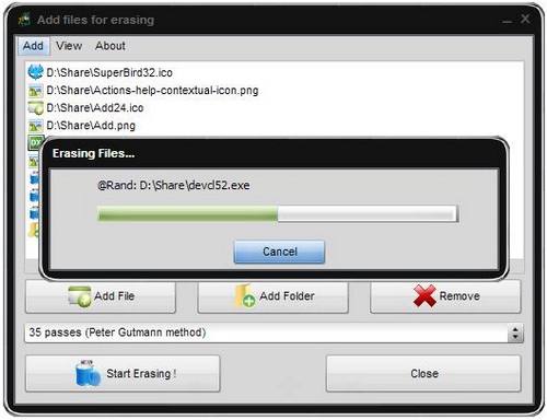 โปรแกรมลบไฟล์ถาวร Secure Eraser
