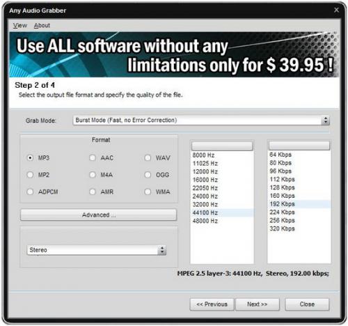 โปรแกรมริปเพลงจากแผ่น Any Audio Grabber