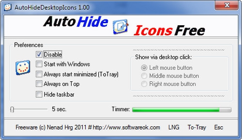 AutoHideDesktopIcons (โปรแกรมซ่อนไอคอน ซ่อน Icon บน Desktop ฟรี) : 