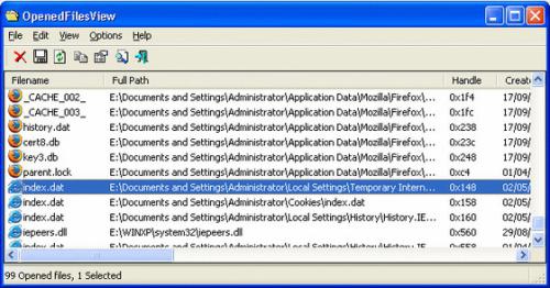 โปรแกรมดูการเปิดไฟล์ OpenedFilesView