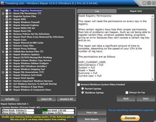 โปรแกรมซ่อมแซมวินโดวส์ Windows Repair โปรแกรมซ่อมแซมวินโดวส์ Windows Repair