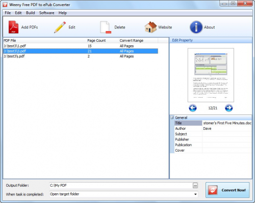 Weeny PDF to ePub converter