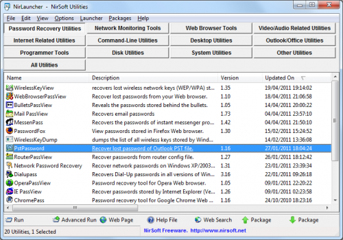 โปรแกรม NirLauncher ติดตั้งโปรแกรม ของ Nirsoft โปรแกรม NirLauncher ติดตั้งโปรแกรม ของ Nirsoft