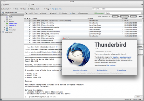 โปรแกรมจัดการเมล Thunderbird โปรแกรมจัดการเมล Thunderbird