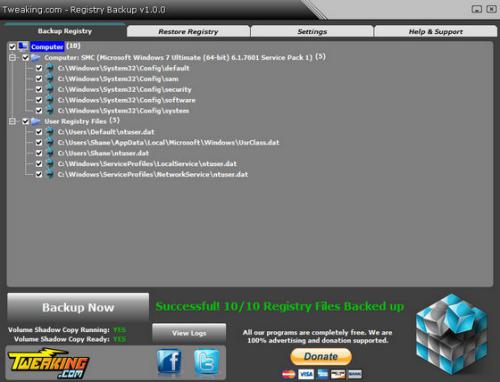 ดาวน์โหลดโปรแกรม Registry Backup