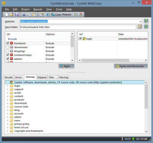 โปรแกรมก๊อปปี้เว็บไซต์ Cyotek WebCopy โปรแกรมก๊อปปี้เว็บไซต์ Cyotek WebCopy