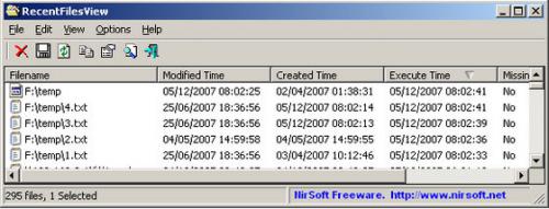 โปรแกรมดูรายละเอียดไฟล์ RecentFilesView โปรแกรมดูรายละเอียดไฟล์ RecentFilesView