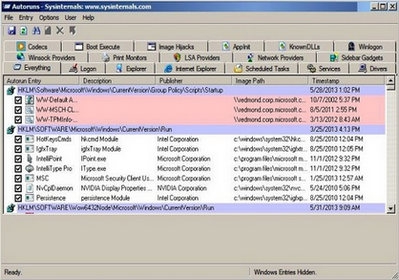 AutoRuns (โปรแกรมหมวด Startup ตรวจสอบและจัดการโปรแกรม ที่ถูกเปิดตอน Boot) : 