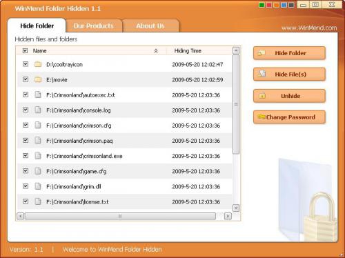 โปรแกรมซ่อนไฟล์ WinMend Folder Hidden