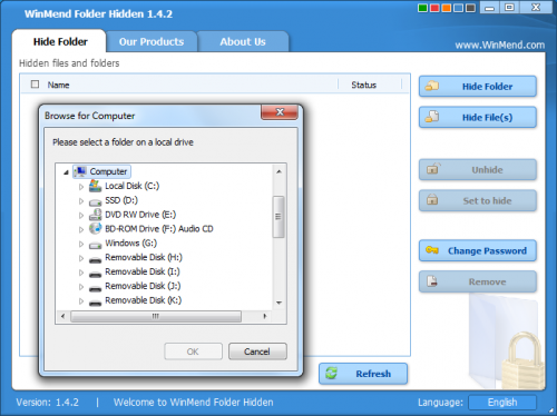 โปรแกรม WinMend Folder Hidden