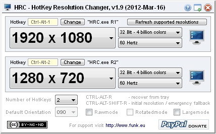 โปรแกรม HotKey Resolution Changer โปรแกรม HotKey Resolution Changer