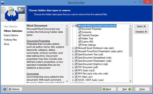 โปรแกรมลบข้อมูลจำเพาะไฟล์ BatchPurifier โปรแกรมลบข้อมูลจำเพาะไฟล์ BatchPurifier