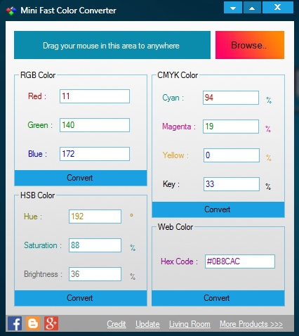 โปรแกรมแปลงค่าสี Mini Fast Color Converter
