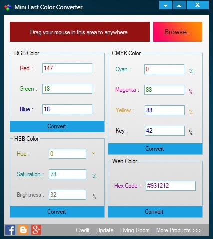 Mini Fast Color Converter (โปรแกรมแปลงค่าสี จับค่าสีจากหน้าจอ) : 