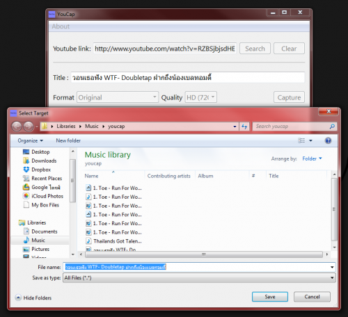 โปรแกรมดาวน์โหลดคลิป YouCap