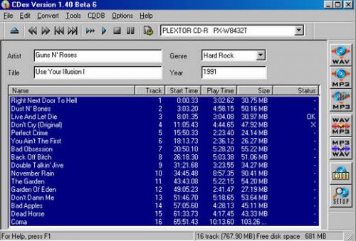 CDex โปรแกรมแปลง CD เป็น MP3 WAV