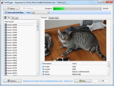 โปรแกรมกู้ข้อมูล DiskDigger โปรแกรมกู้ข้อมูล DiskDigger