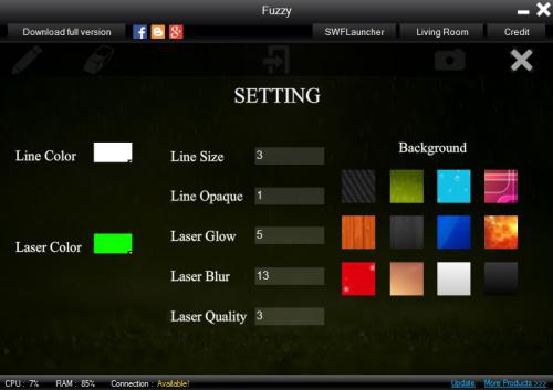 Fuzzy Laser (โปรแกรมวาดเส้น แสงเลเซอร์) : 