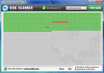โปรแกรมสแกนฮาร์ดดิสก์ Ariolic Disk Scanner
