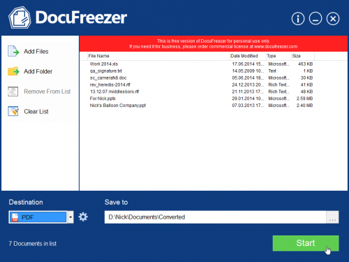 โปรแกรมแปลงไฟล์ DocuFreezer โปรแกรมแปลงไฟล์ DocuFreezer