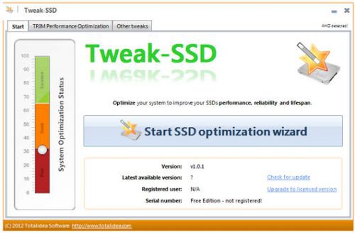 โปรแกรมปรับแต่งฮาร์ดดิสก์ Tweak SSD Free