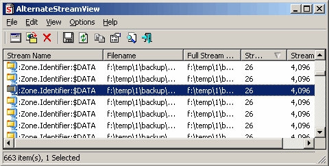 ดาวน์โหลดโปรแกรม AlternateStreamView