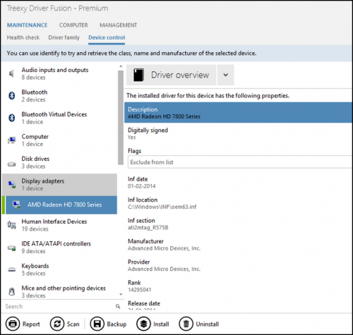 โปรแกรมค้นหาไดร์เวอร์ Driver Fusion