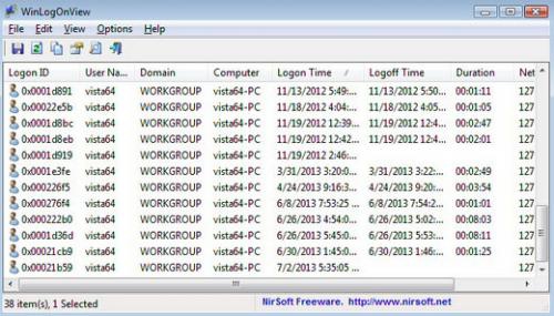 โปรแกรมดูล็อกอินวินโดวส์ WinLogOnView