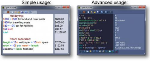 โปรแกรมเครื่องคิดเลข OpalCalc โปรแกรมเครื่องคิดเลข OpalCalc