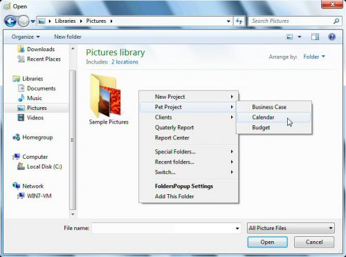 โปรแกรมสร้างทางลัดเข้าโฟลเดอร์ FoldersPopup 