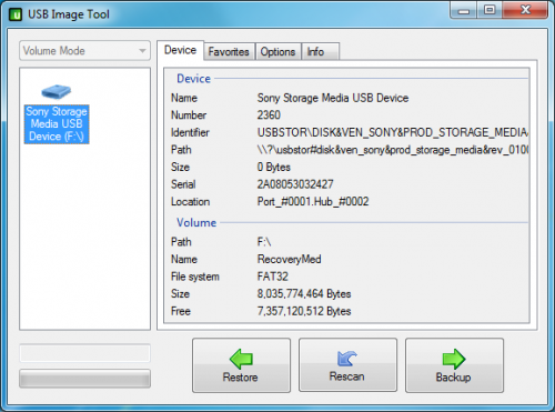 โปรแกรมสำรองข้อมูล USB Image Tool