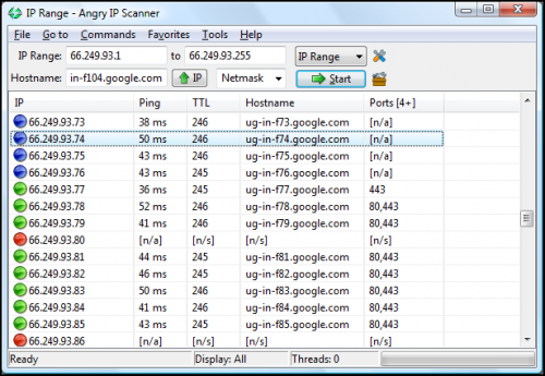 โปรแกรมค้นหาไอพี Angry IP Scanner