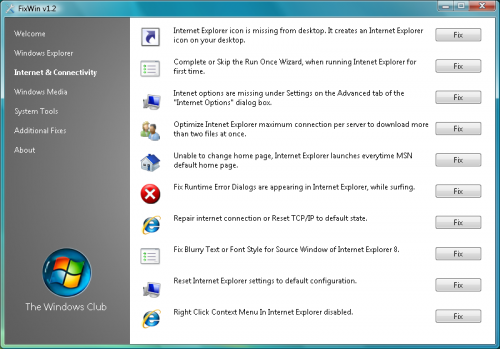 โปรแกรม FixWin (แก้ไขปัญหาทั่วไปบนระบบ Windows) โปรแกรม FixWin (แก้ไขปัญหาทั่วไปบนระบบ Windows)