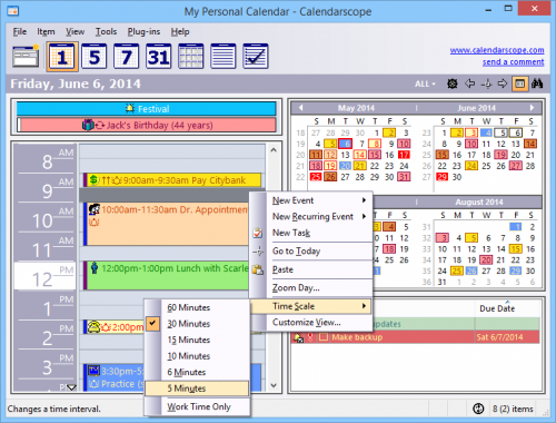 โปรแกรมปฏิทิน Calendarscope