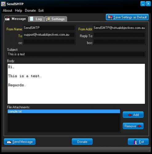 โปรแกรมส่งอีเมล SendSMTP