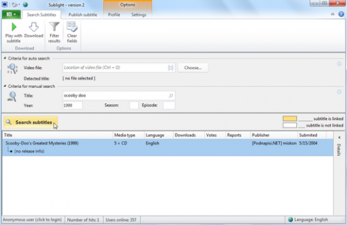 โปรแกรมหาซับไตเติ้ล Sublight โปรแกรมหาซับไตเติ้ล Sublight