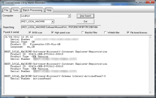 โปรแกรม LicenseCrawler โปรแกรม LicenseCrawler