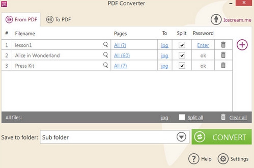 โปรแกรมแปลงไฟล์ Icecream PDF Converter