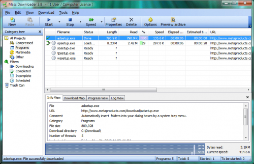 โปรแกรมโหลดคลิป Mass Downloader