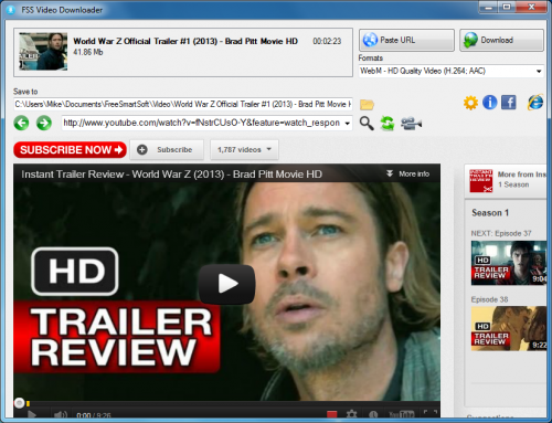 โปรแกรมโหลดคลิป FSS Video Downloader