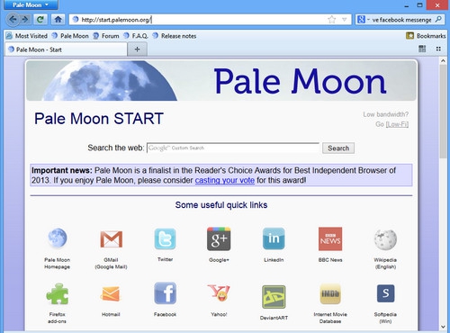 เว็บเบราว์เซอร์ Pale Moon เว็บเบราว์เซอร์ Pale Moon