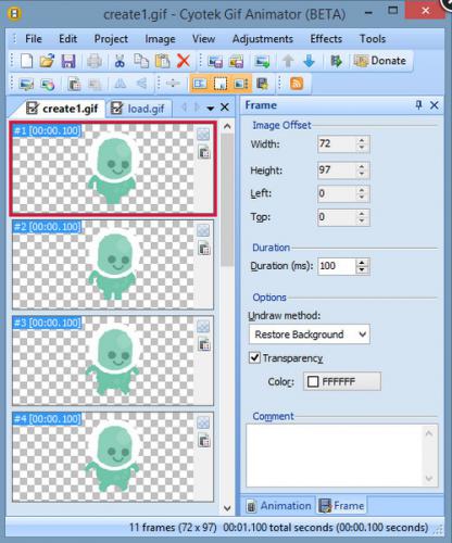 โปรแกรมทำแอนิเมชัน Cyotek Gif Animator