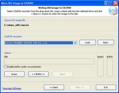 Passcape ISO Burner (ไรท์แผ่น CD DVD จาก ISO อิมเมจไฟล์) : 