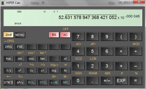 โปรแกรมเครื่องคิดเลข HiPER Calc Scientific
