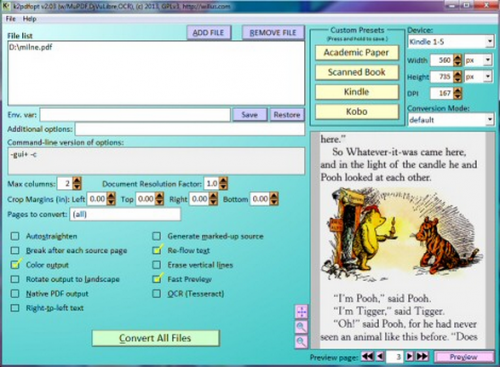 โปรแกรมแปลงไฟล์อีบุ๊ก k2pdfopt โปรแกรมแปลงไฟล์อีบุ๊ก k2pdfopt