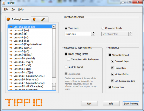 โปรแกรมฝึกพิมพ์ดีด TIPP10
