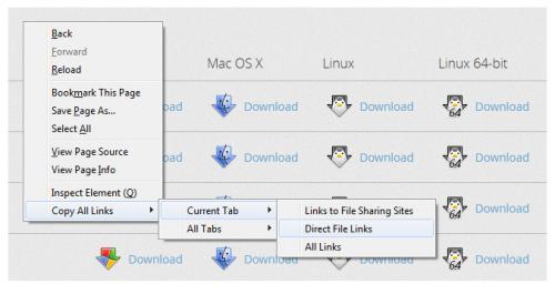 ดาวน์โหลดโปรแกรม Copy All Links 