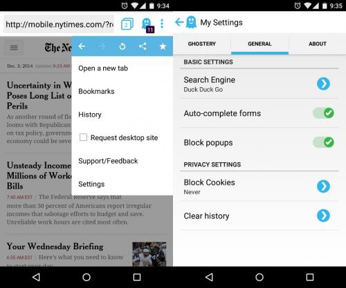 App เปิดเว็บ เว็บเบราว์เซอร์ Ghostery Privacy Browser