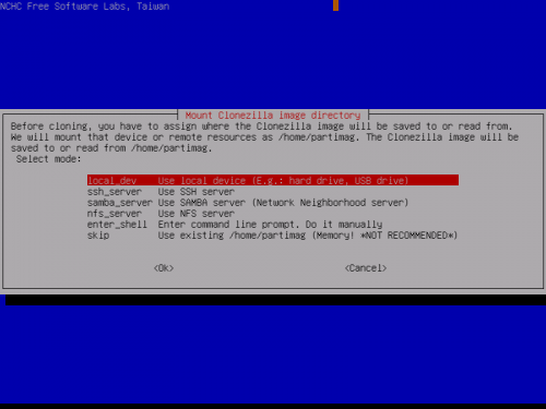 โปรแกรมโคลนนิ้งข้อมูล Clonezilla