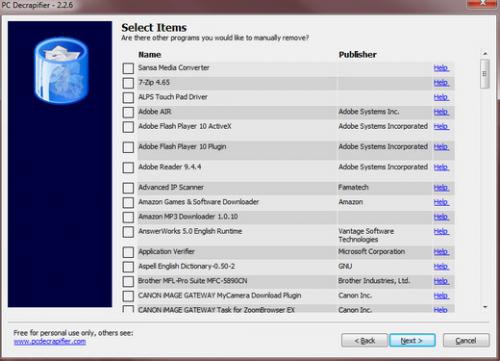 โปรแกรมลบโปรแกรม PC Decrapifier